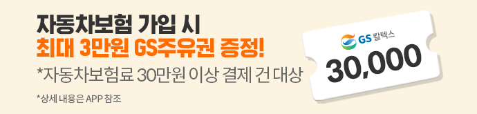 자동차보험 가입 시 최대 3만원 상당 GS주유권 증정!
